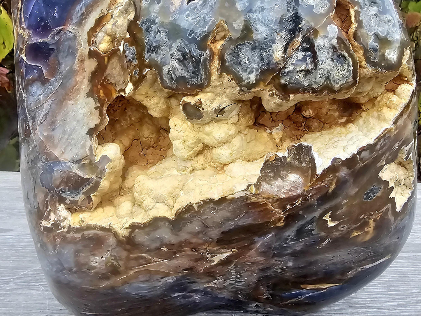 Polished Violet Agate crystal statement piece with natural colo