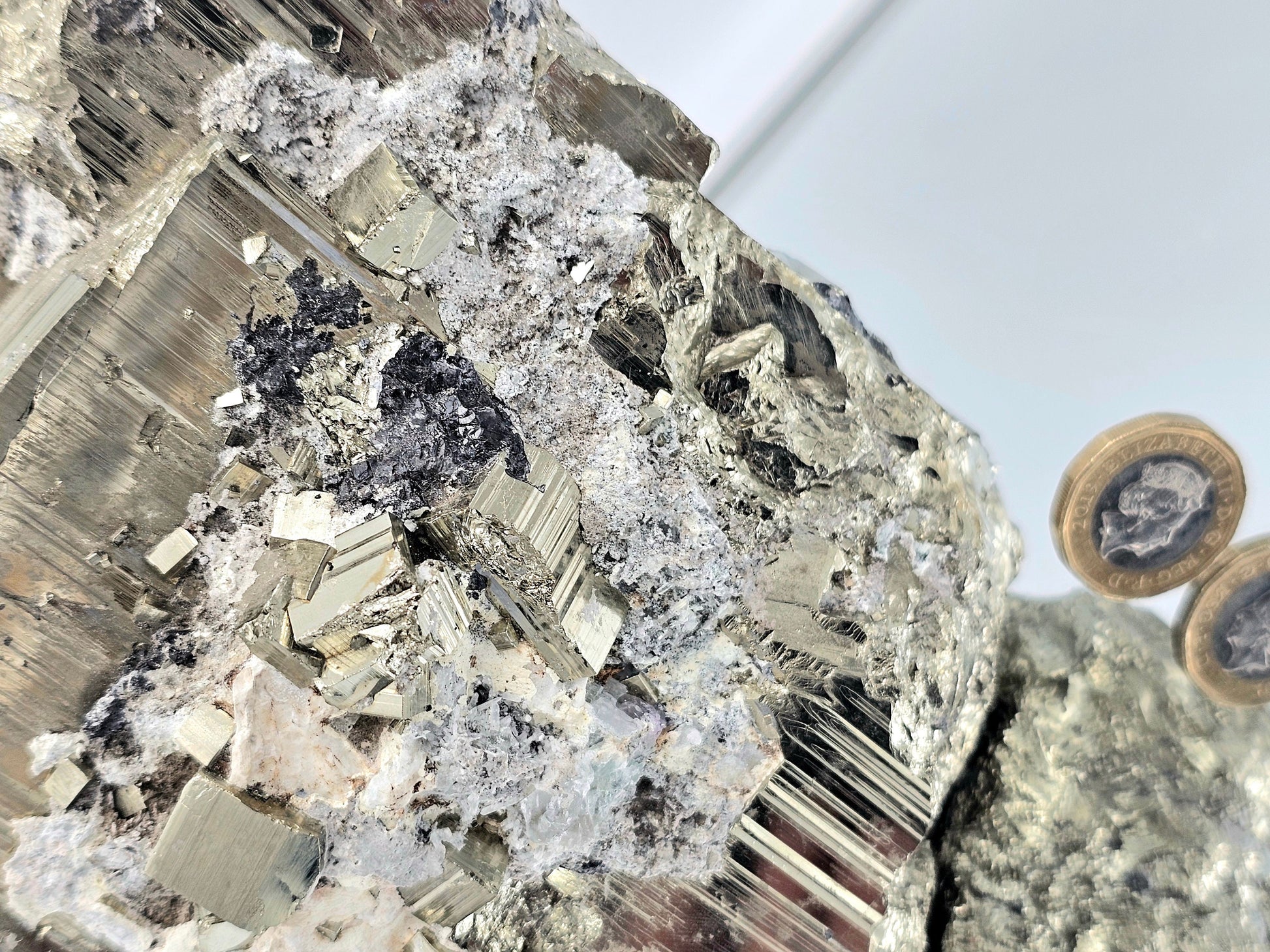 Pyrite Crystal Cube with Mangano Calcite.