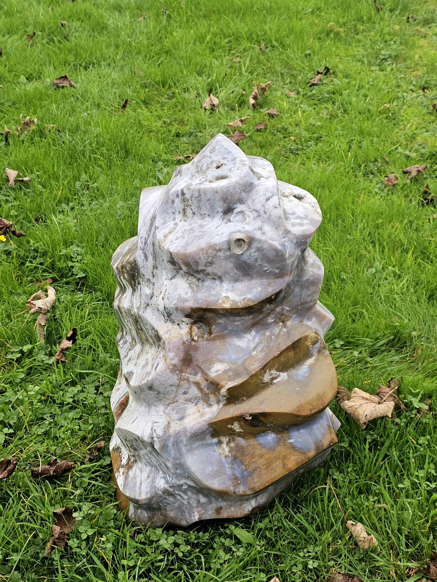 Statement Ocean Jasper crystal flame for home and office decor