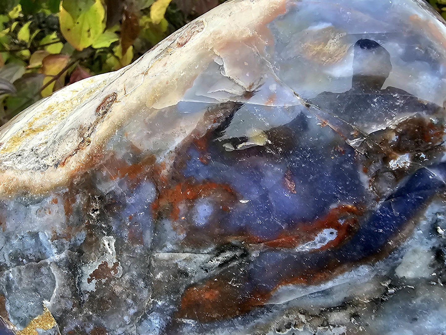 Unique Violet Agate crystal with vibrant purple hues, freestanding