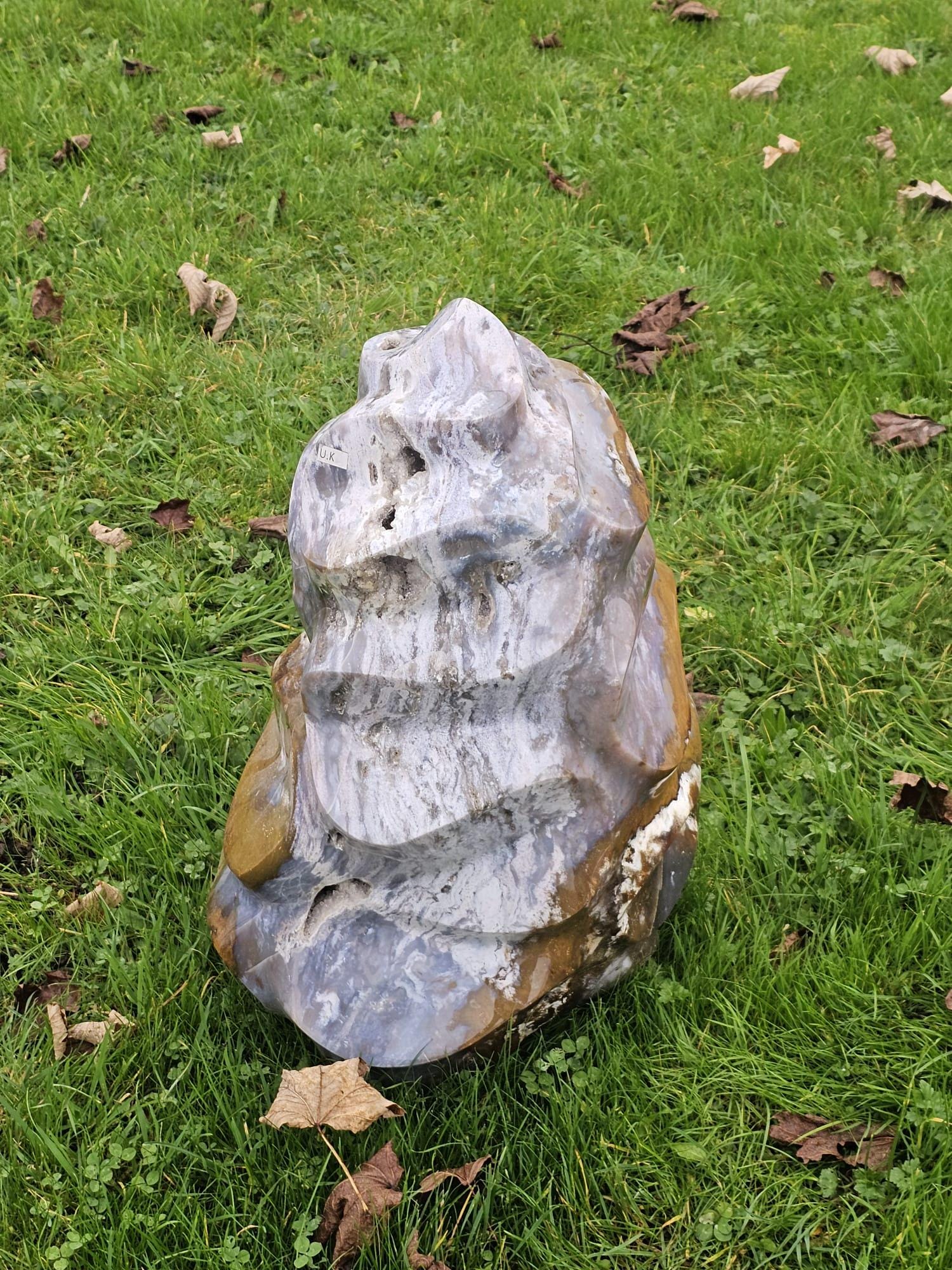 XL Ocean Jasper flame sculpture, ideal for collectors and designers