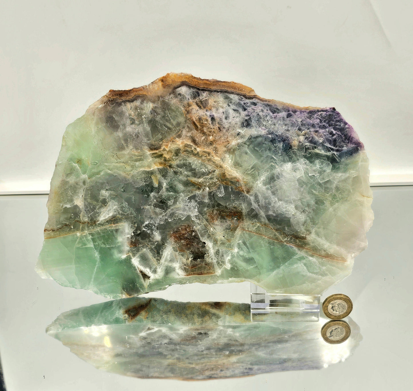 XL fluorite crystal slice 