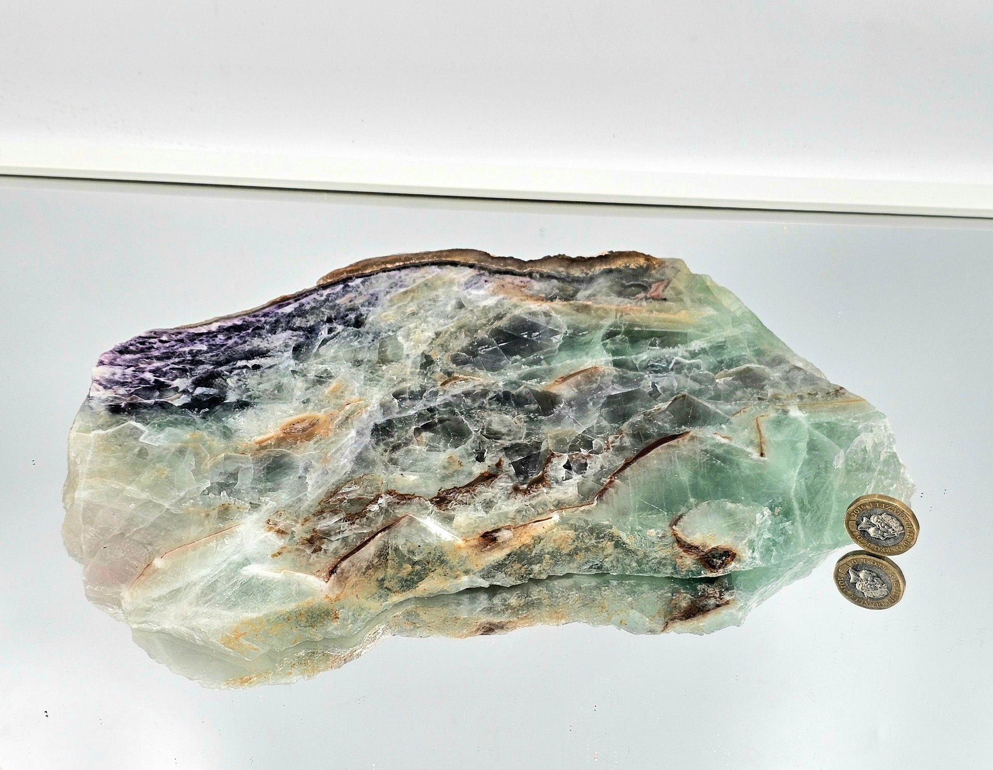 XL large fluorite crystal slice 