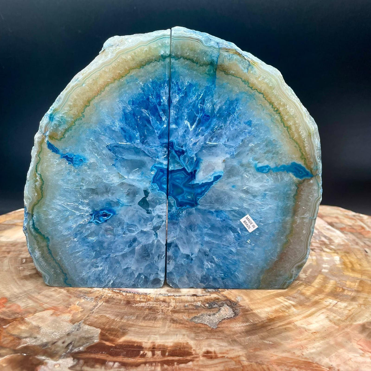 Blue Agate bookends for home decor