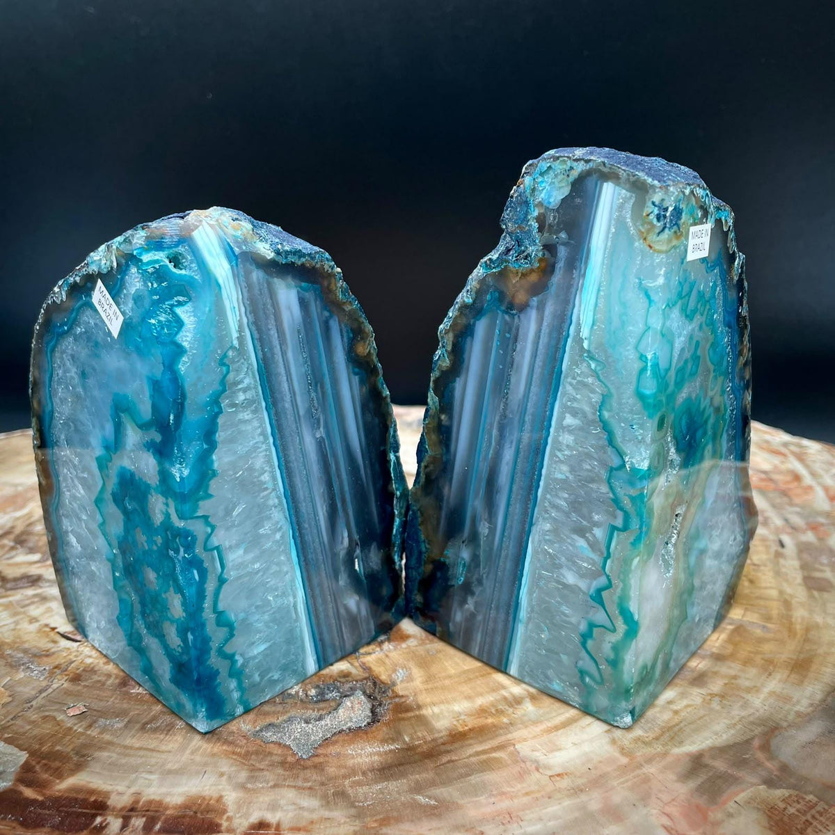 Natural Agate bookends for a home library
