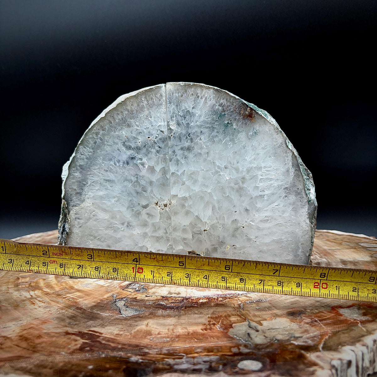 Natural Agate bookends styled as an organic home accessory for shelving and interior displays.