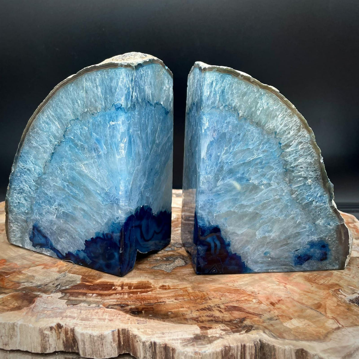 Agate bookends for styled shelving