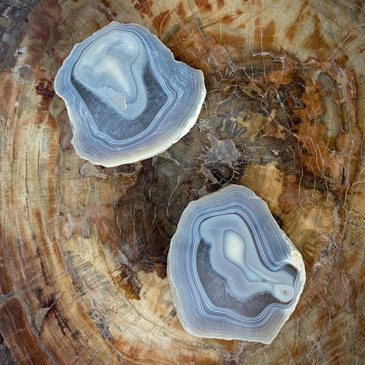 Natural Agate crystal pair for contemporary interiors