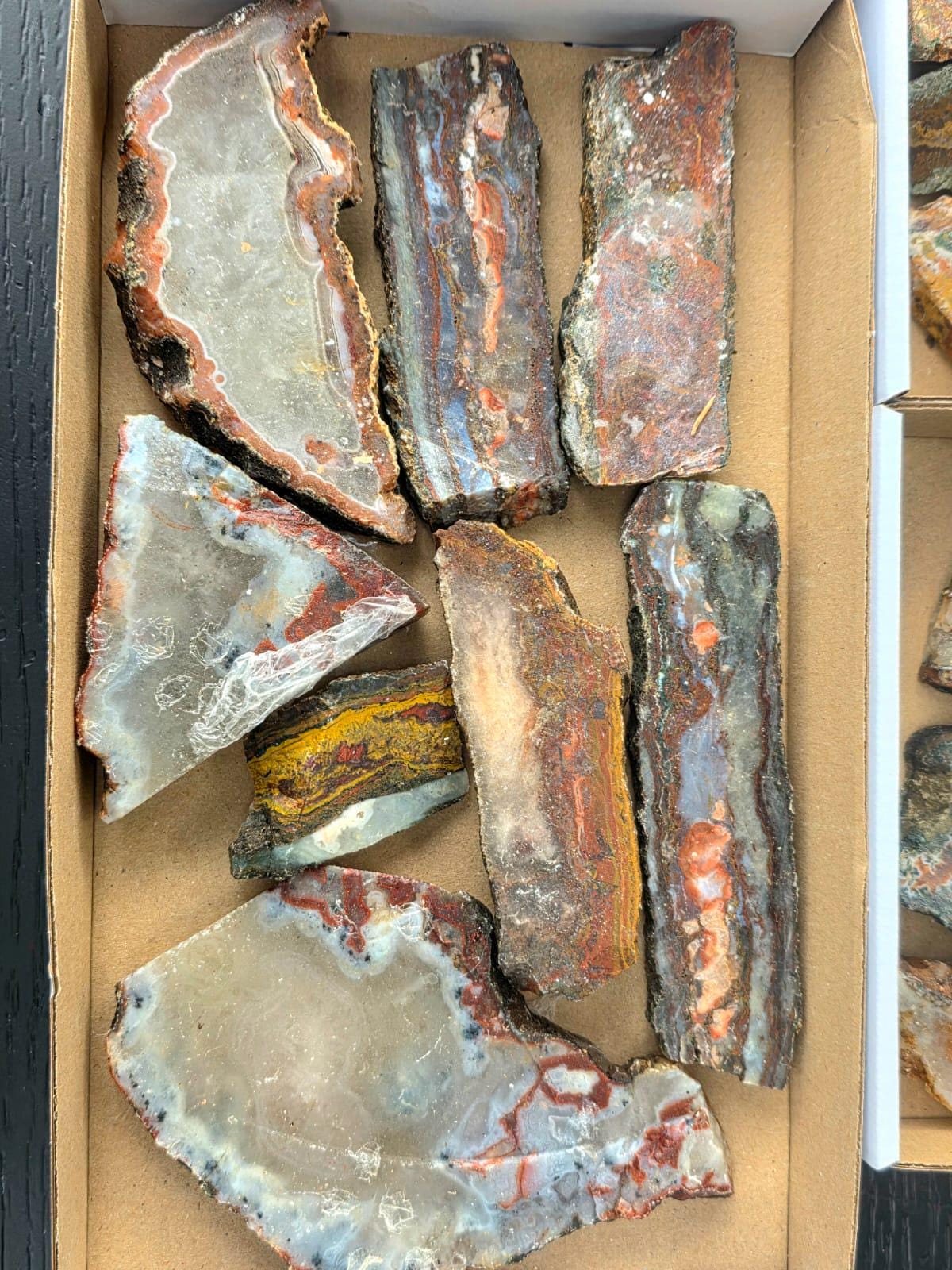 Agate lapidary slices mixed sizes rough cutting material