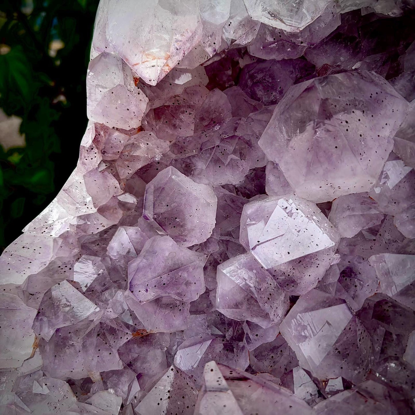 Natural Amethyst crystal formation with polished outer rim
