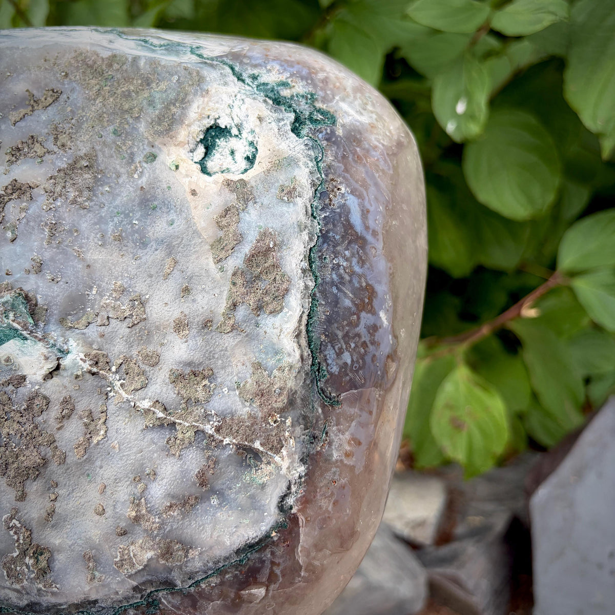 Amethyst geode mineral display piece with natural crystal formation