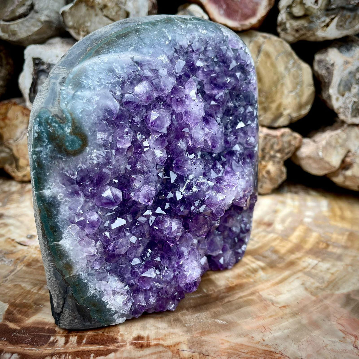 Freestanding Amethyst geode statement decor piece