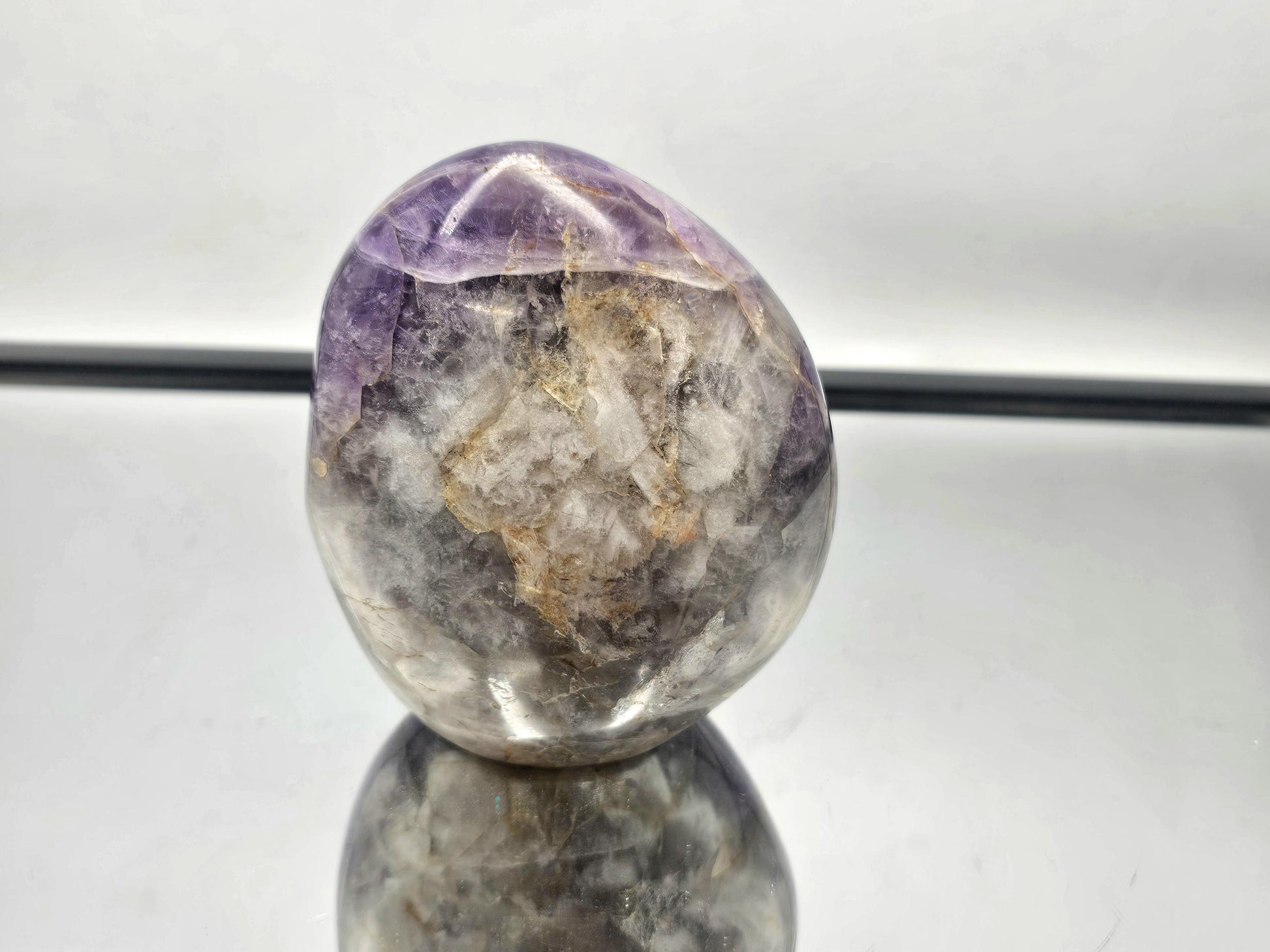 A collector's piece: Dark Amethyst and Quartz crystal freeform, showcasing stunning natural patterns.