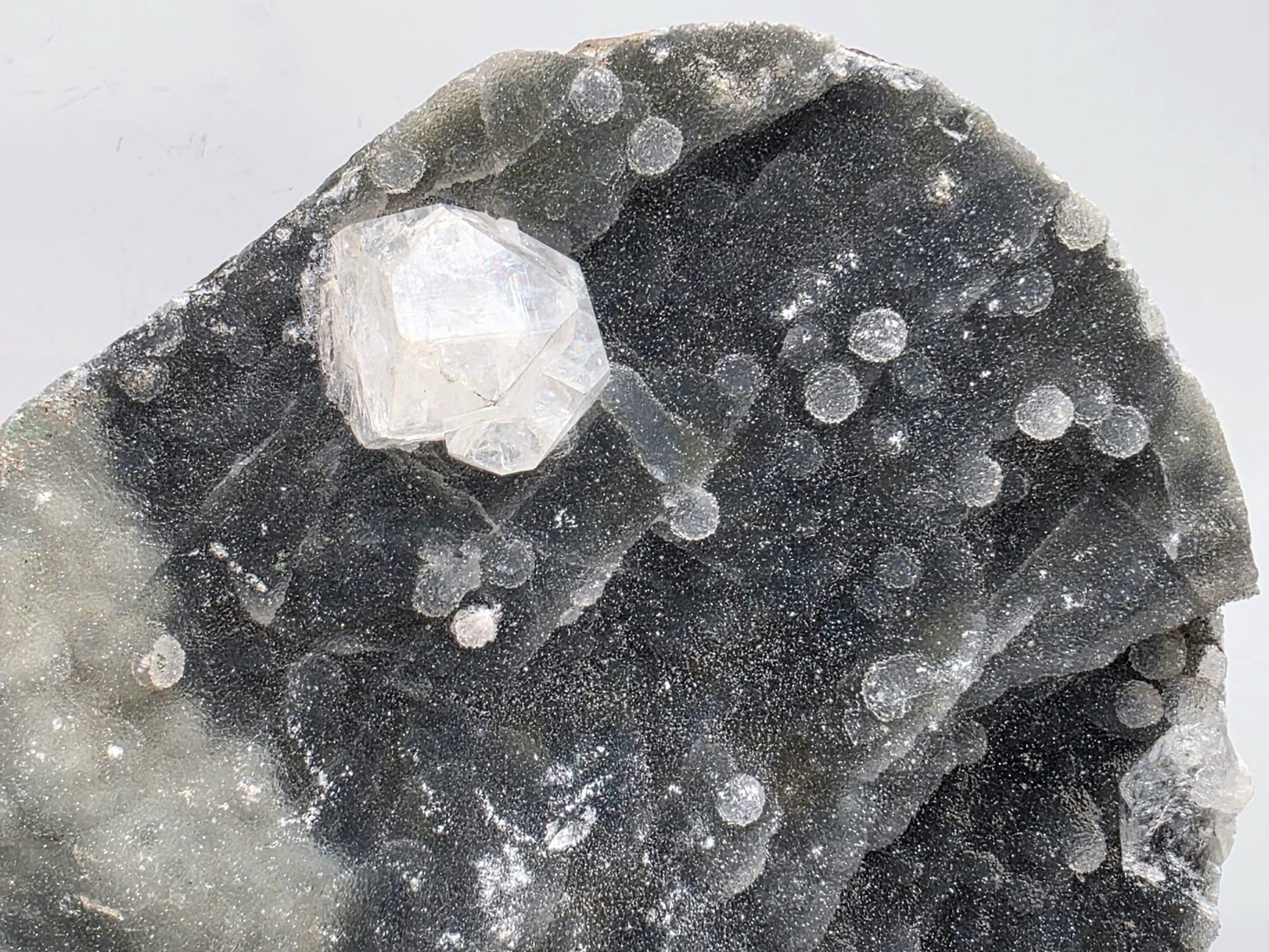 Luxury apophyllite on chalcedony mineral display for collectors