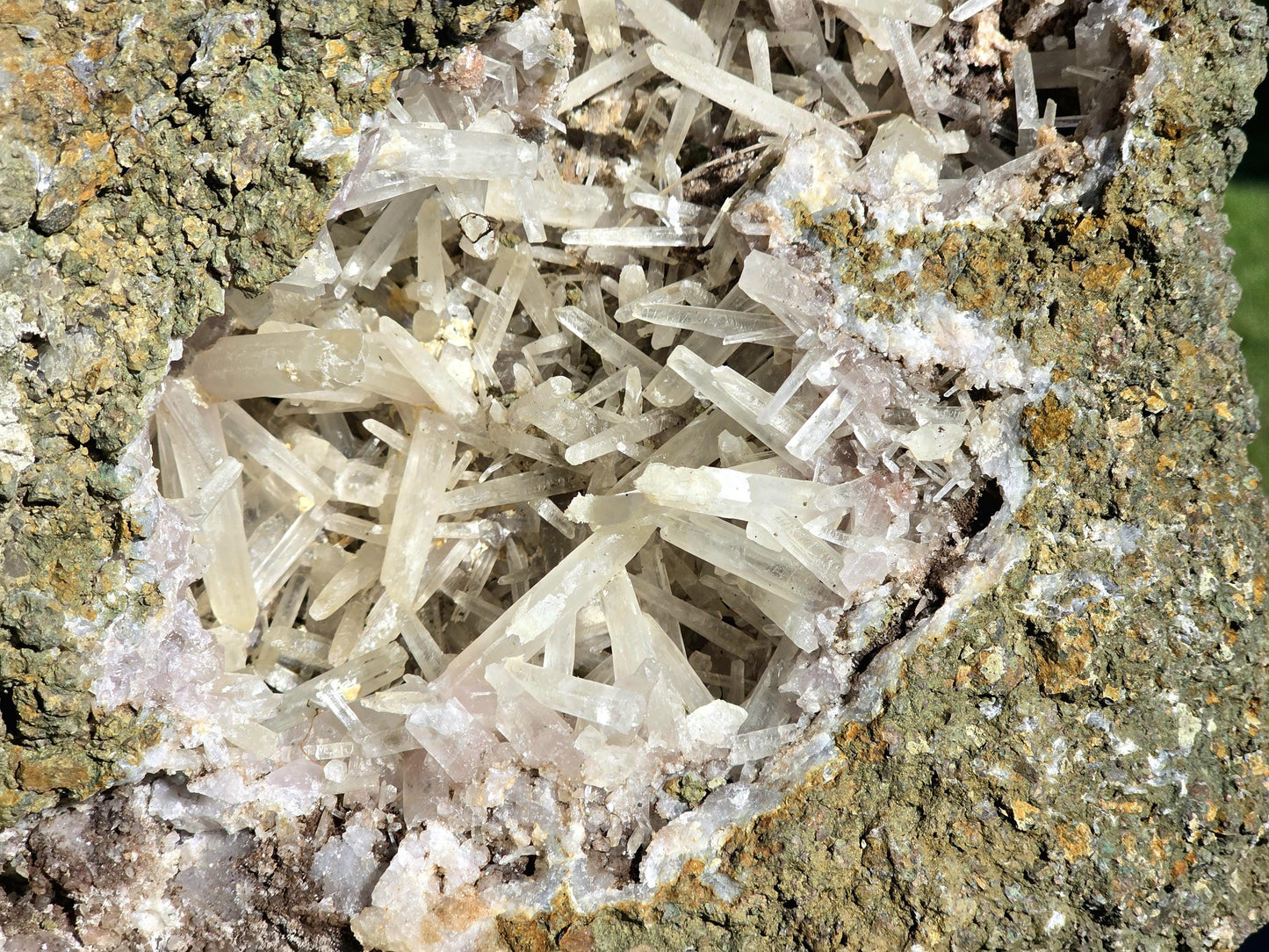 Collector-grade Aragonite geode, admired for its intricate natural structure.