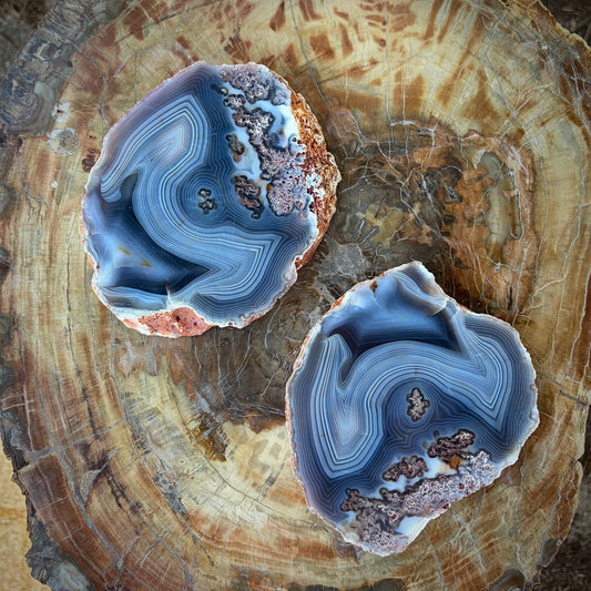 Banded Agate display pair with a combined weight of 833g