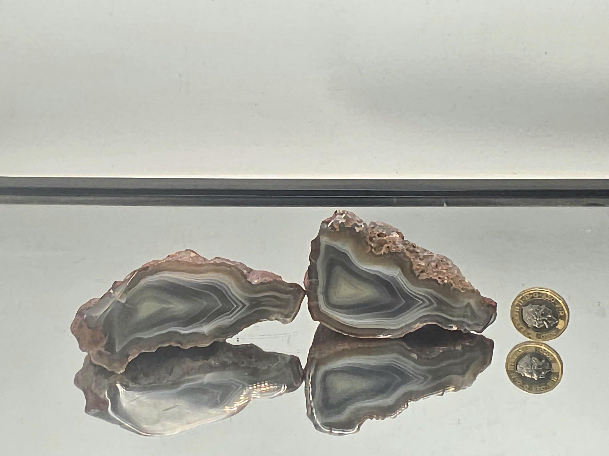 Banded agate polished crystal pair perfect for collectors