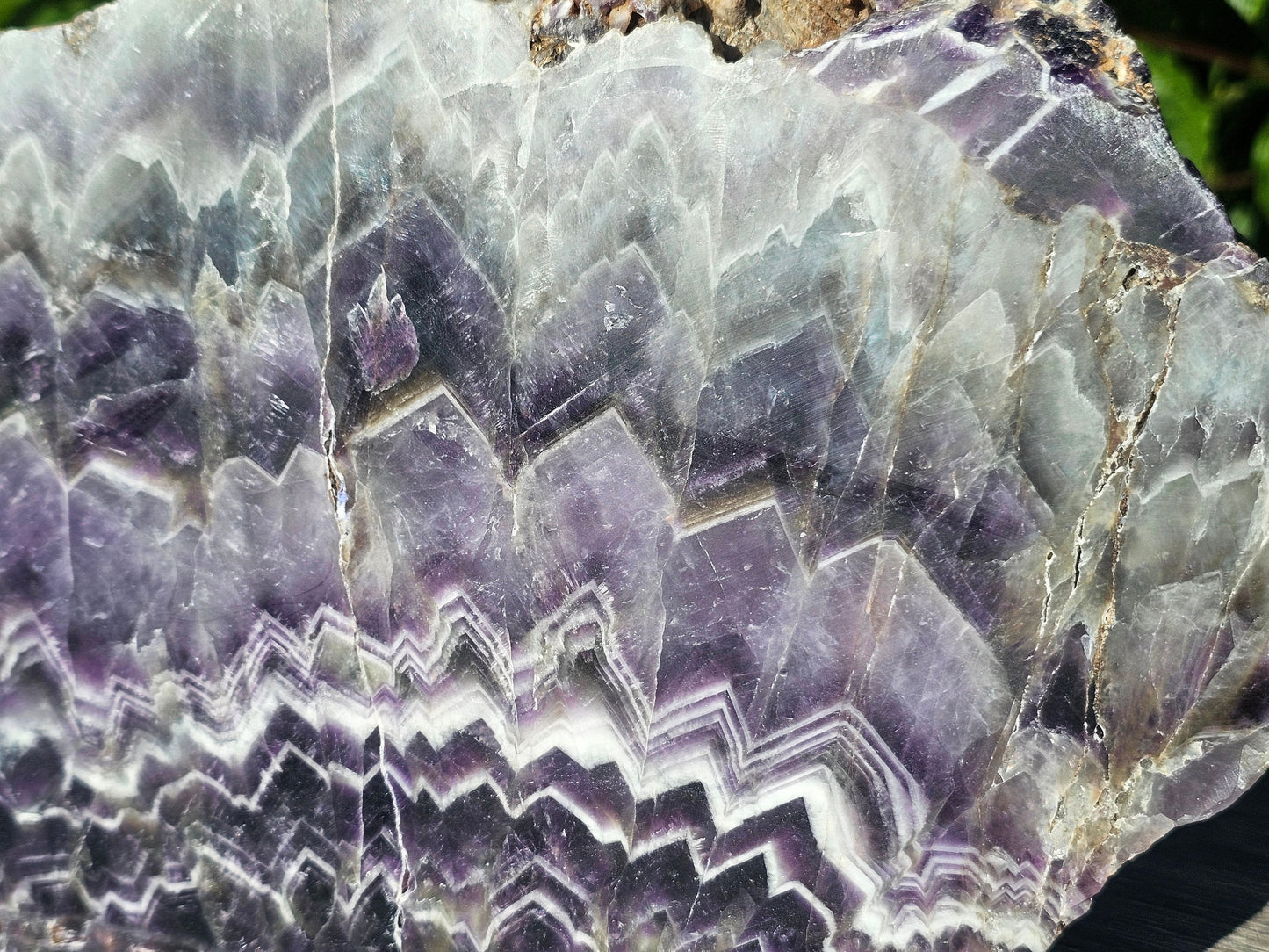 big unique home decor chevron amethyst crystal slab plate