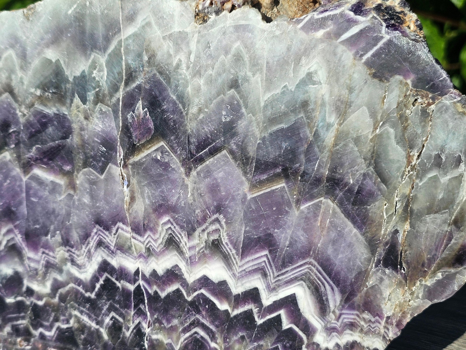big unique home decor chevron amethyst crystal slab plate
