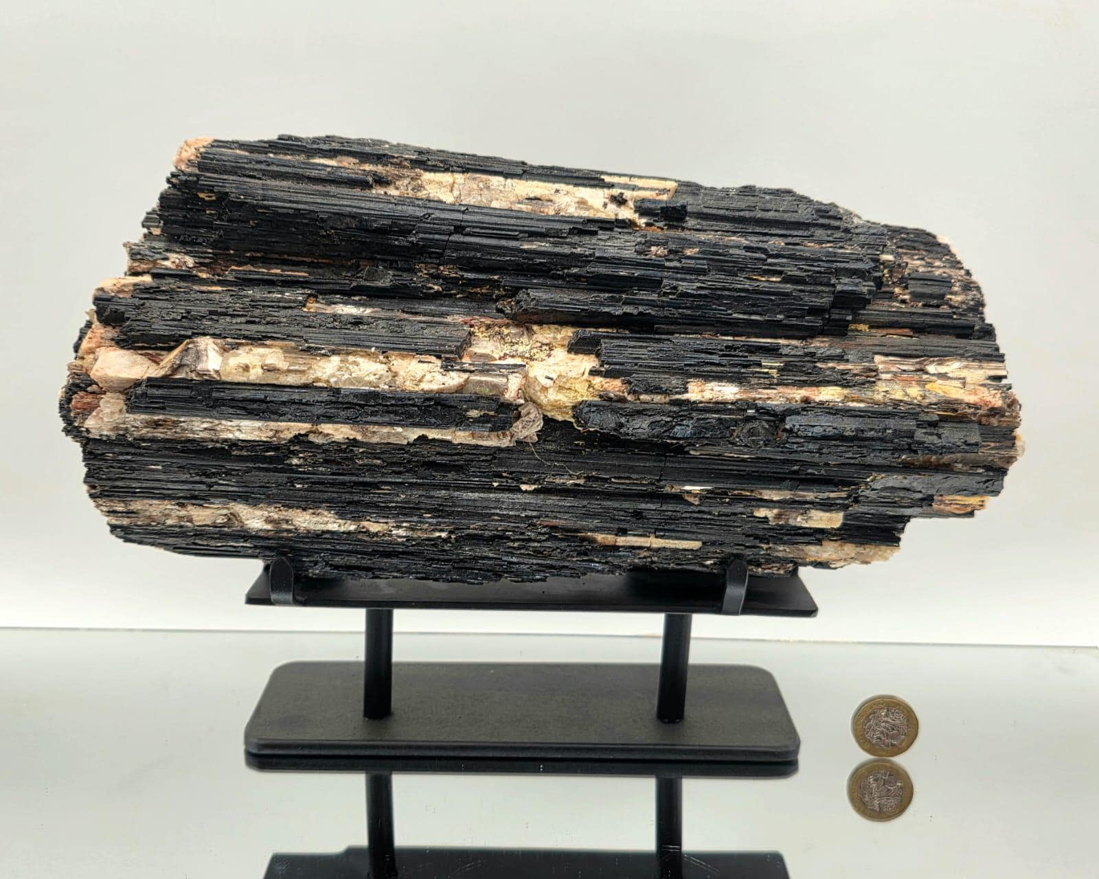 large black tourmaline specimen side profile