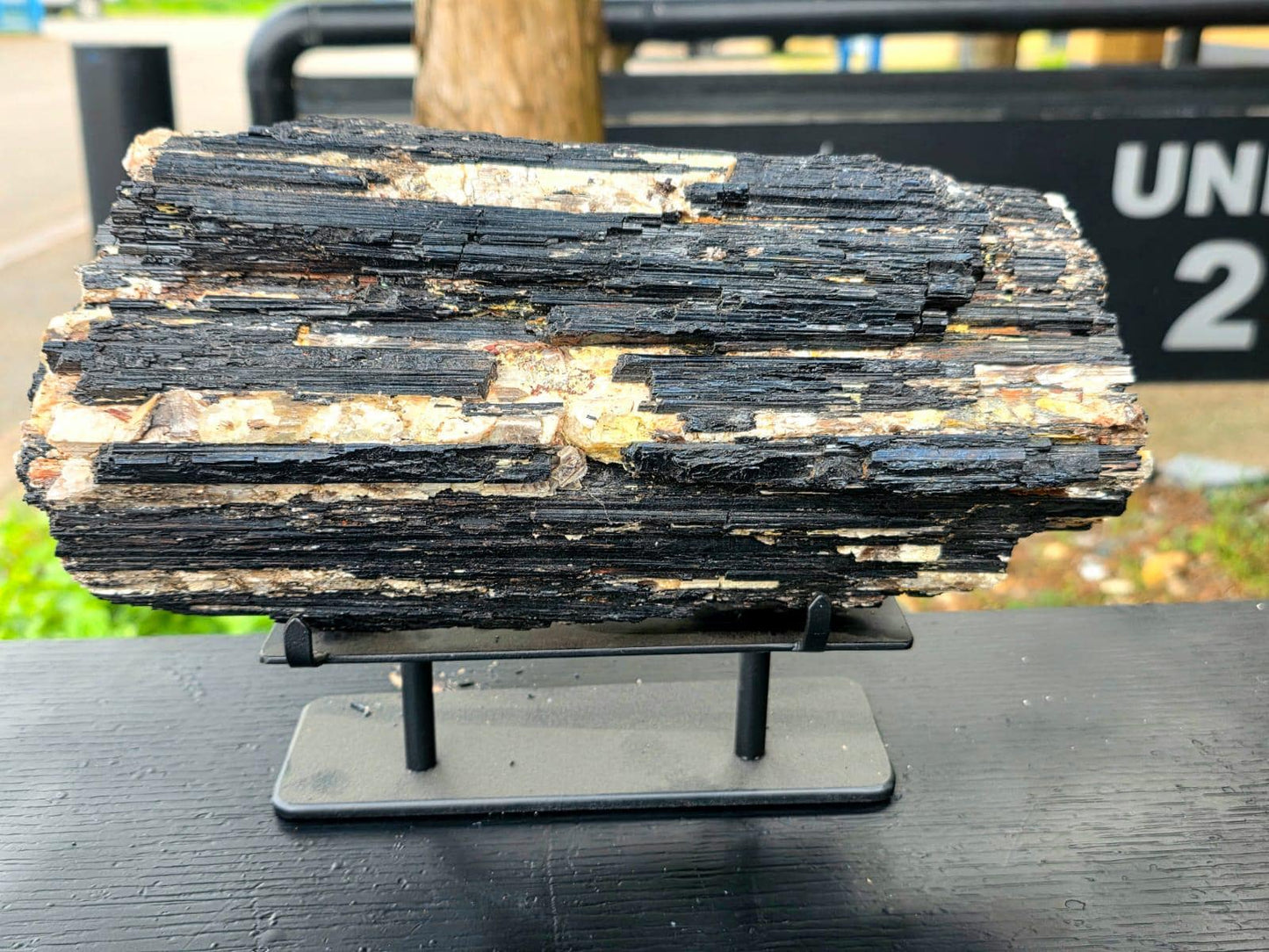 close up texture of black tourmaline crystal