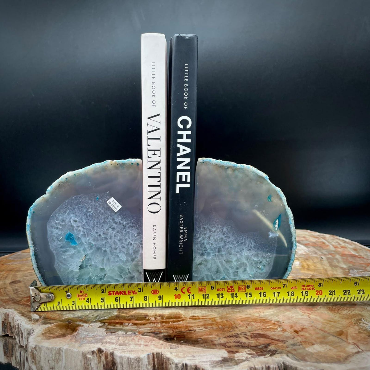 Blue Agate bookends for blue home decor