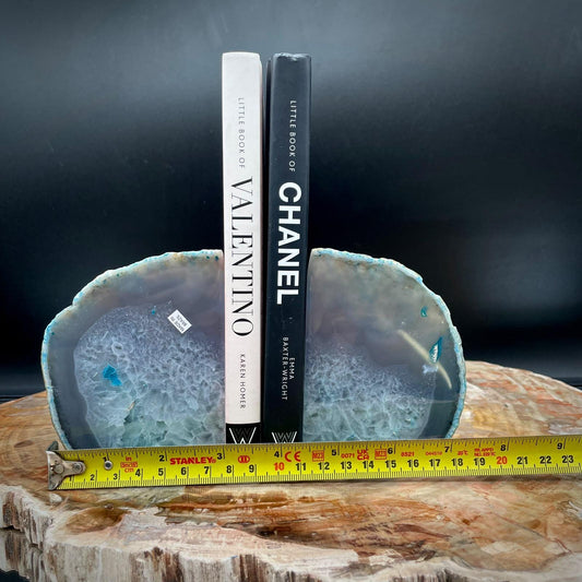 Blue Agate bookends for blue home decor