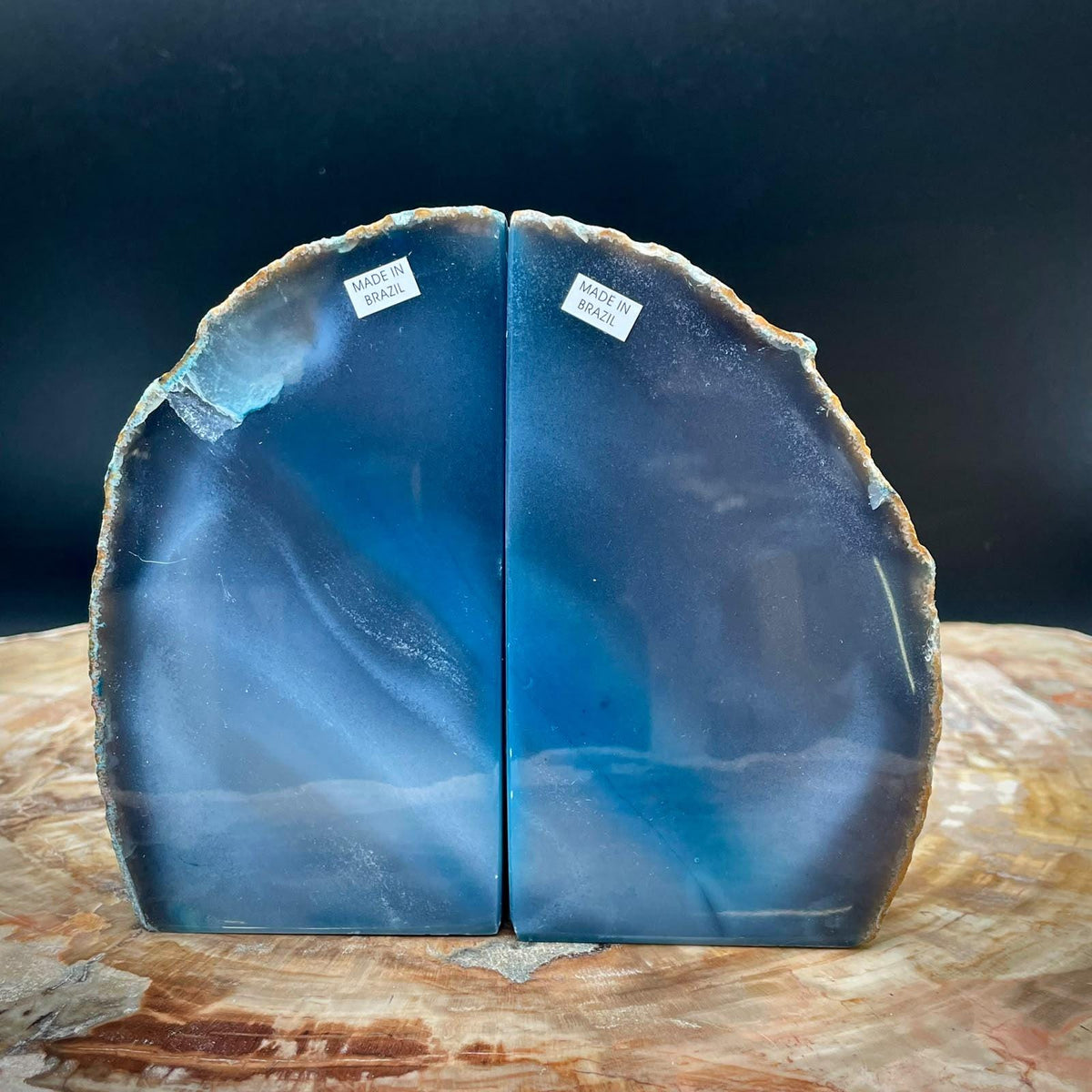 Blue Agate bookends for crystal collectors