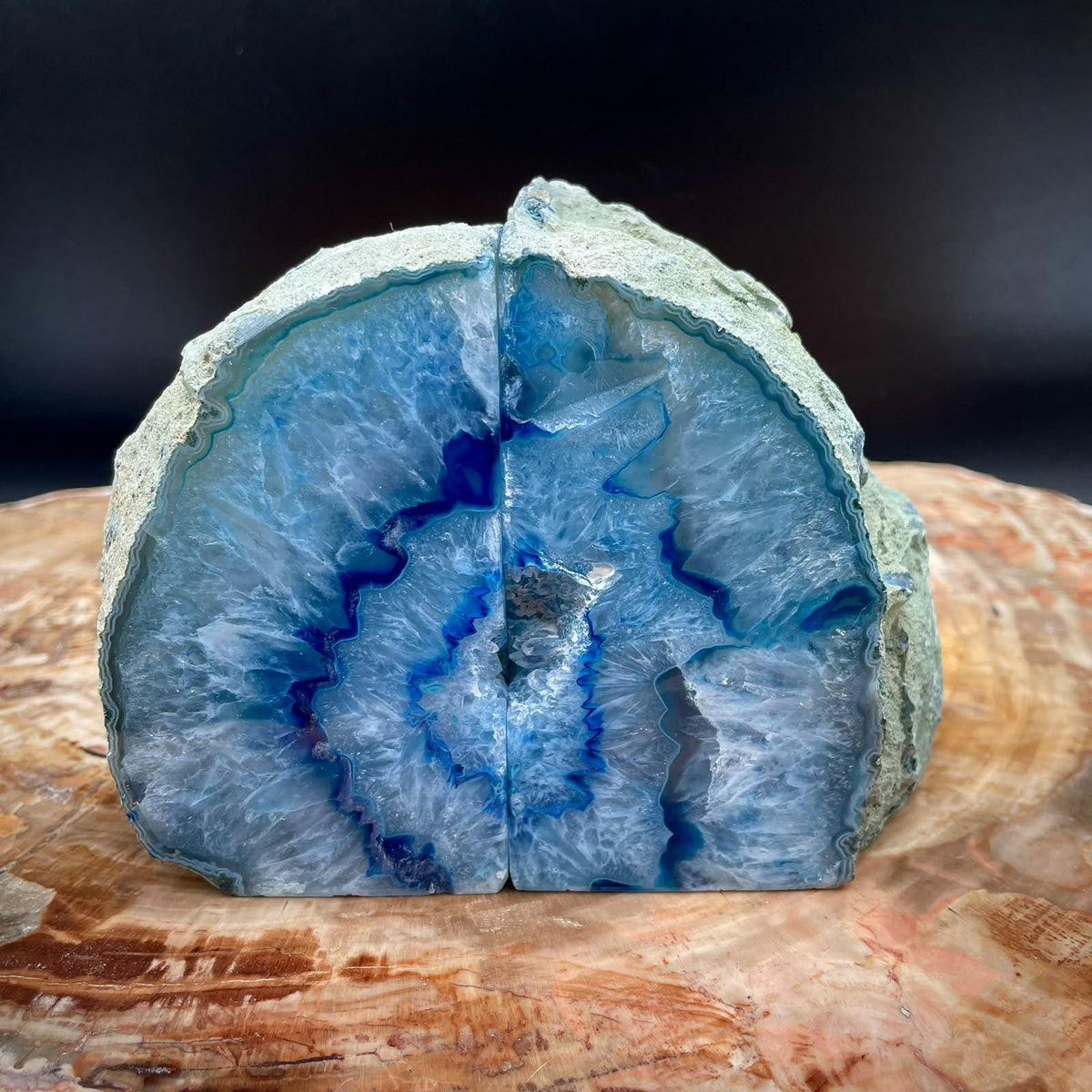 Blue Agate bookends for contemporary interiors