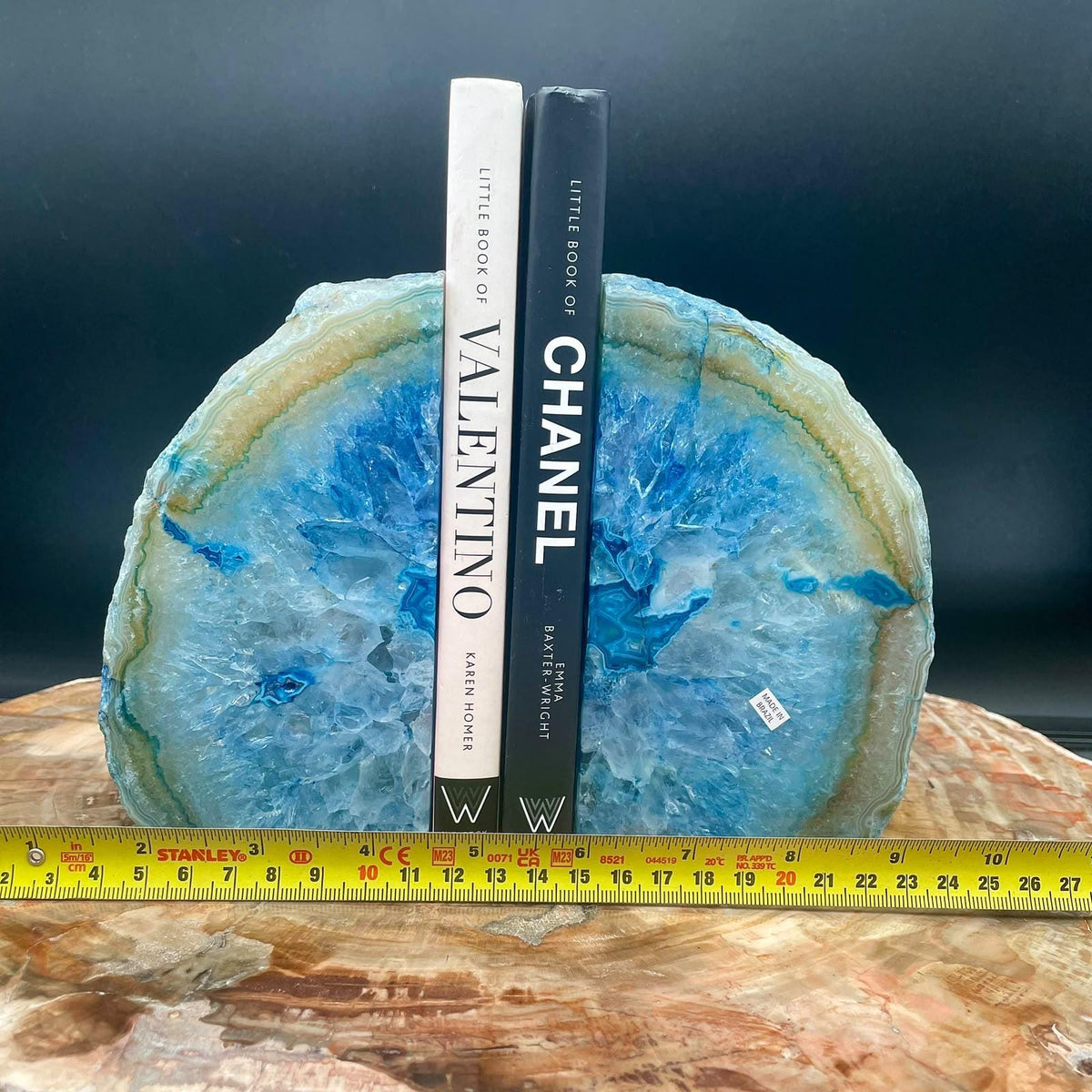 Blue Agate crystal bookend pair