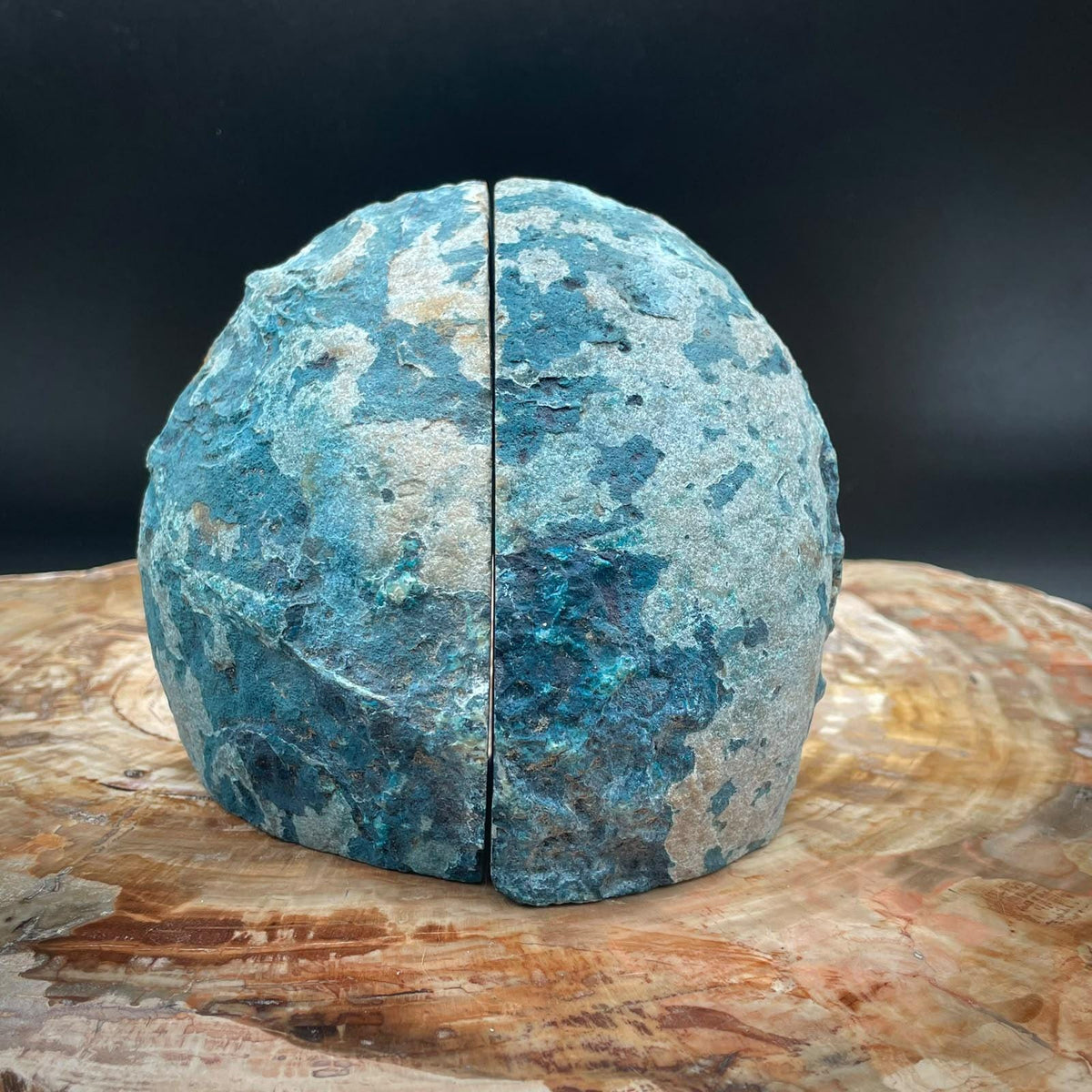Blue Agate bookends for a crystal collection