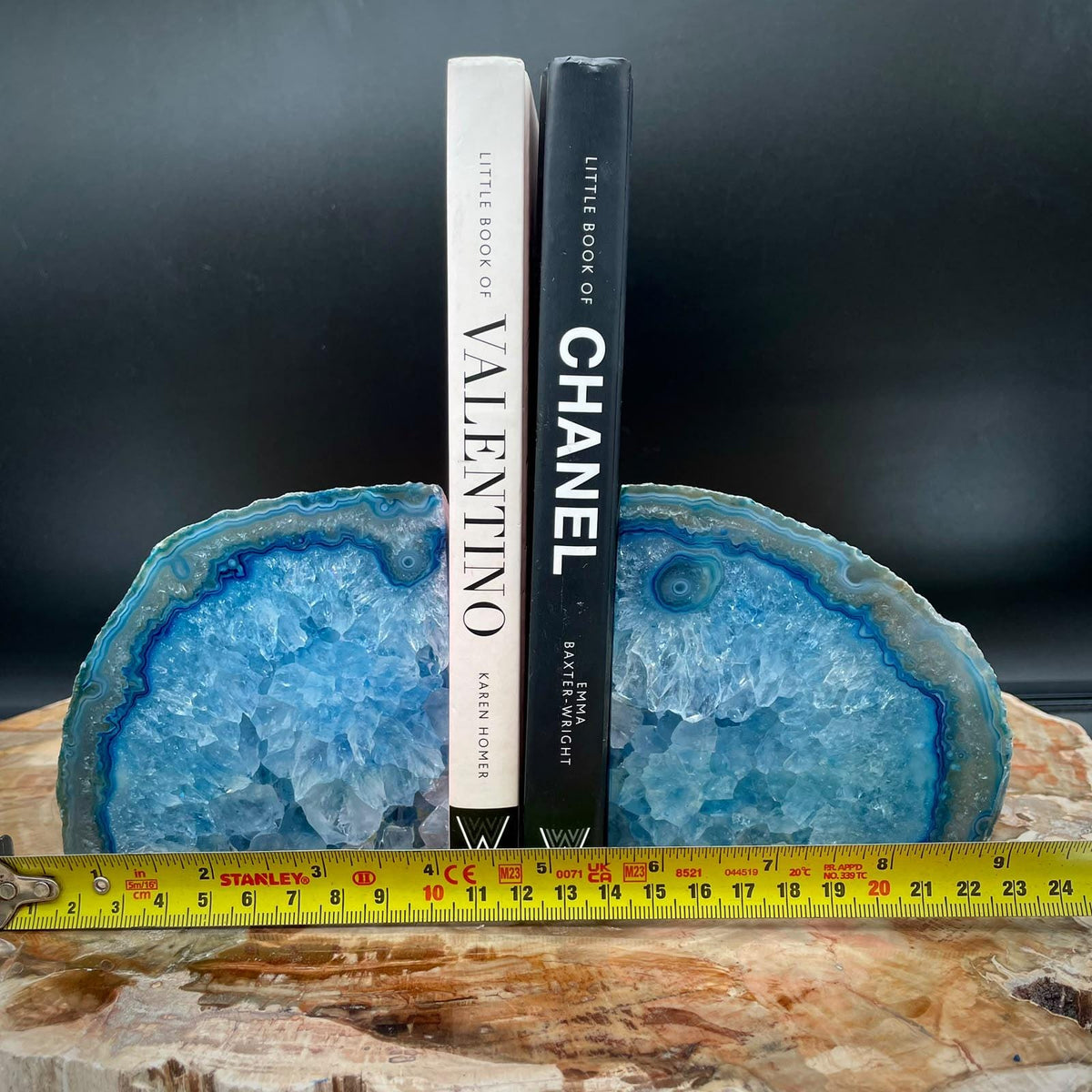 Blue Agate bookends for an office