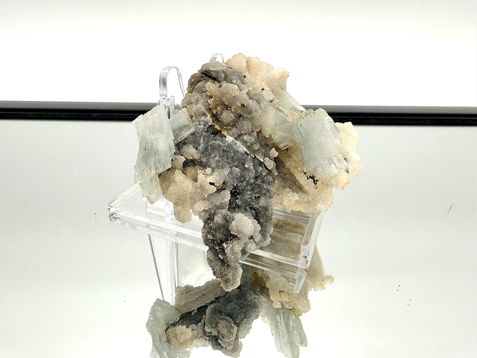 Multi mineral baryte quartz pyrite display specimen