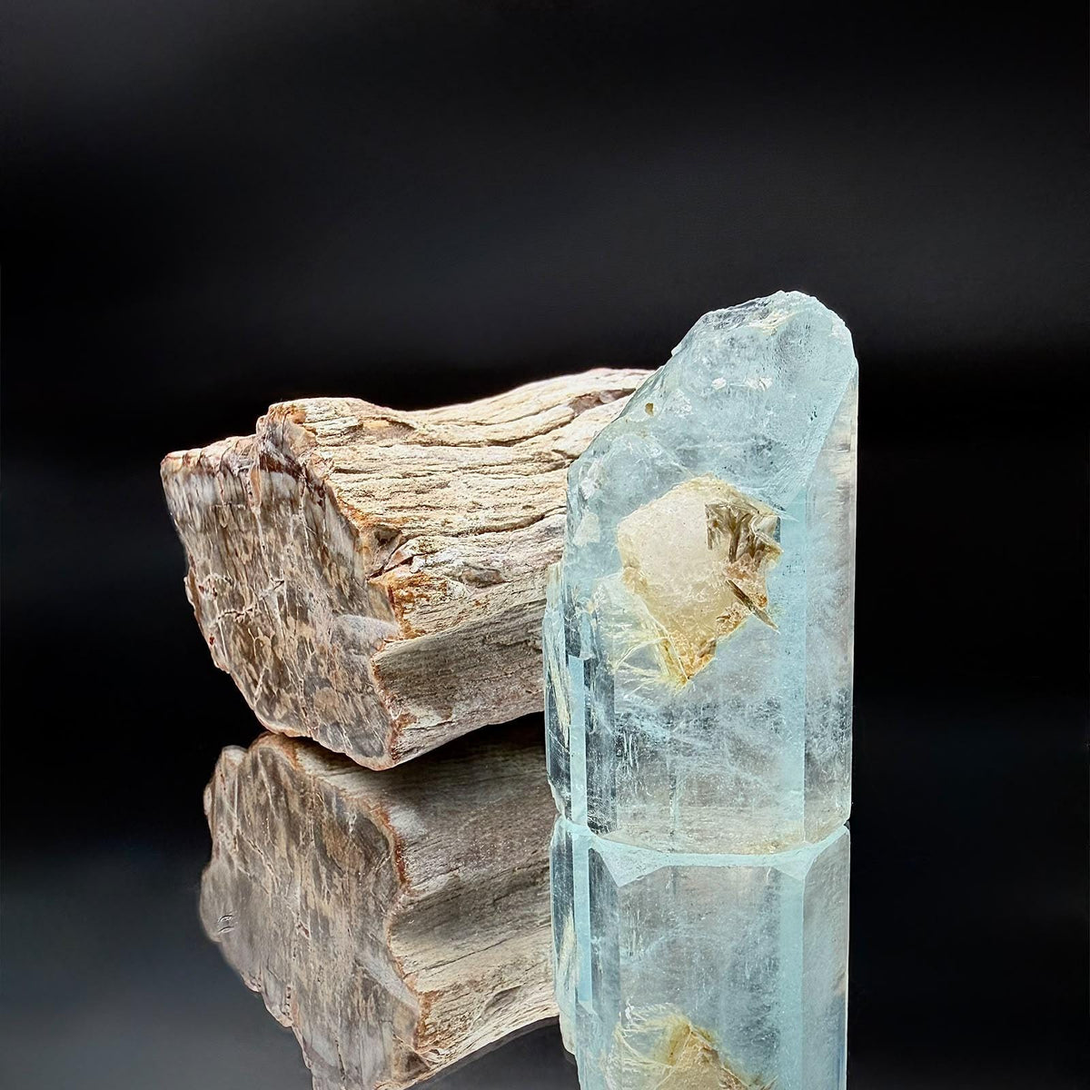 Natural blue Beryl Aquamarine crystal specimen