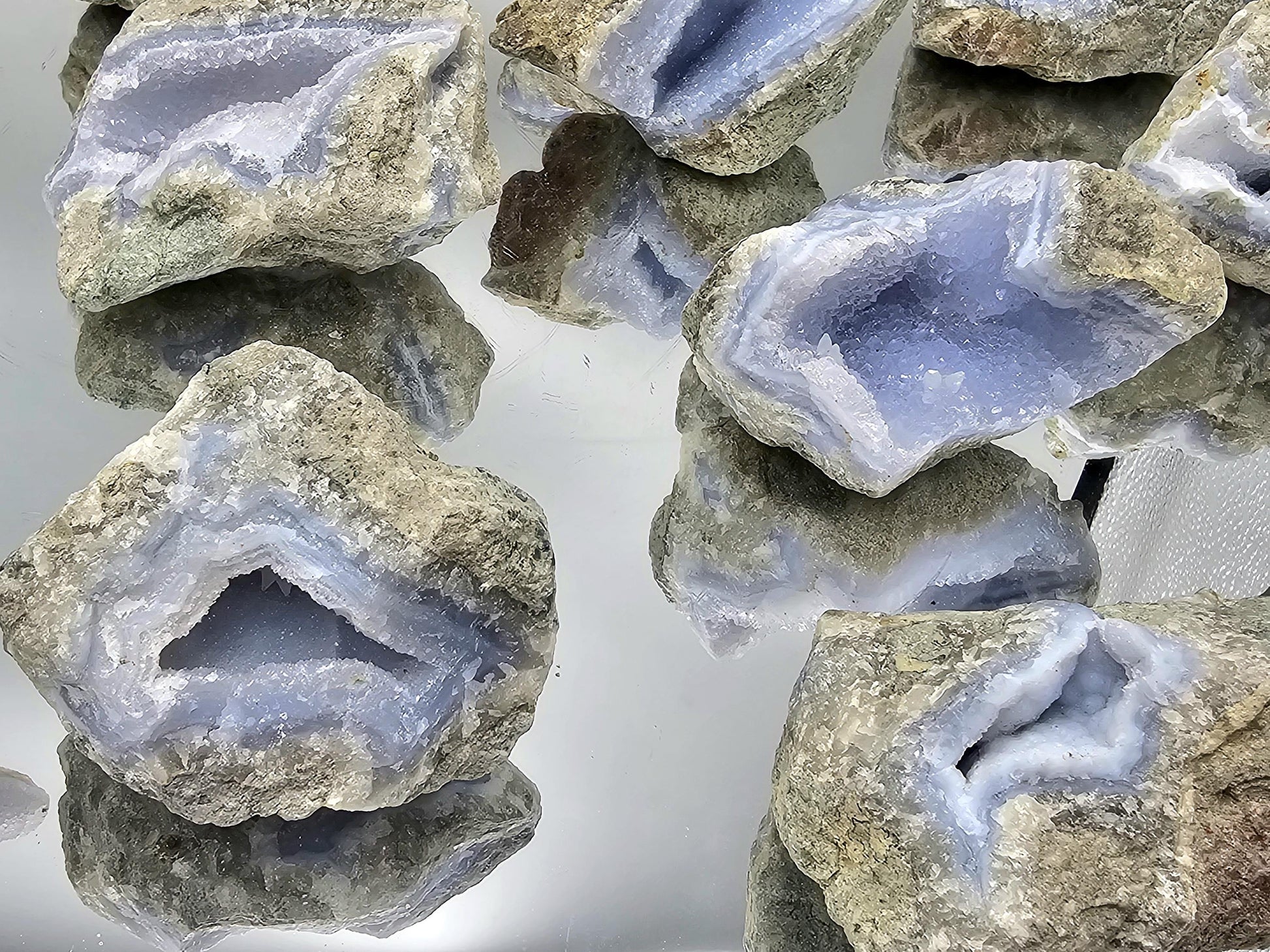 Superior-quality Blue Lace Agate Crystal Geode, perfect for collectors or interior design.