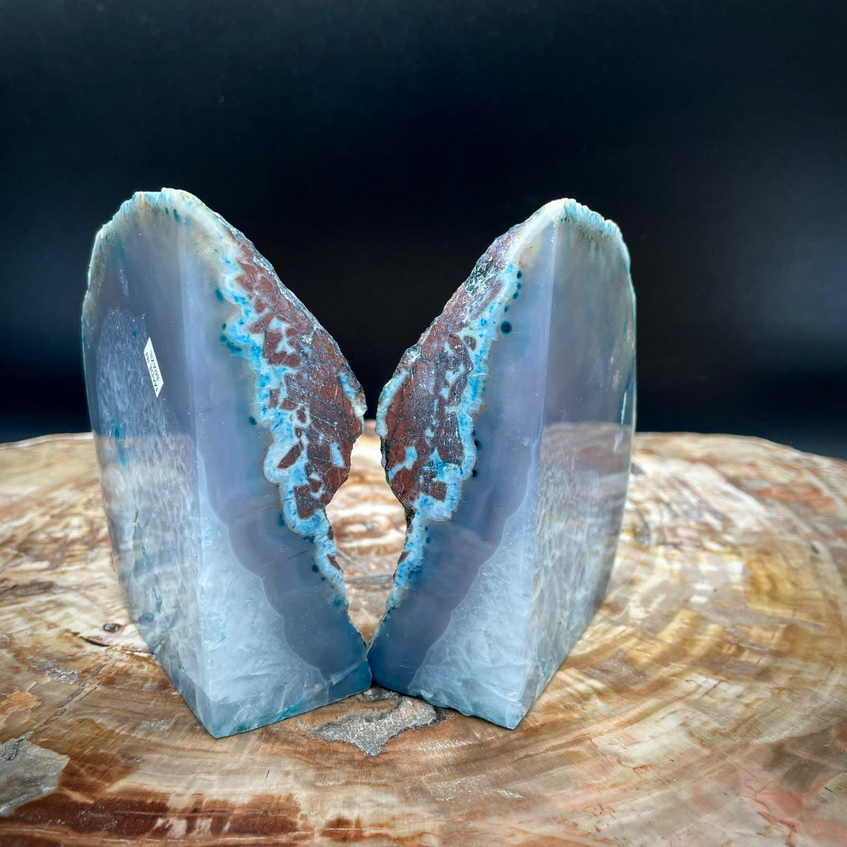 Blue natural stone bookends for the home
