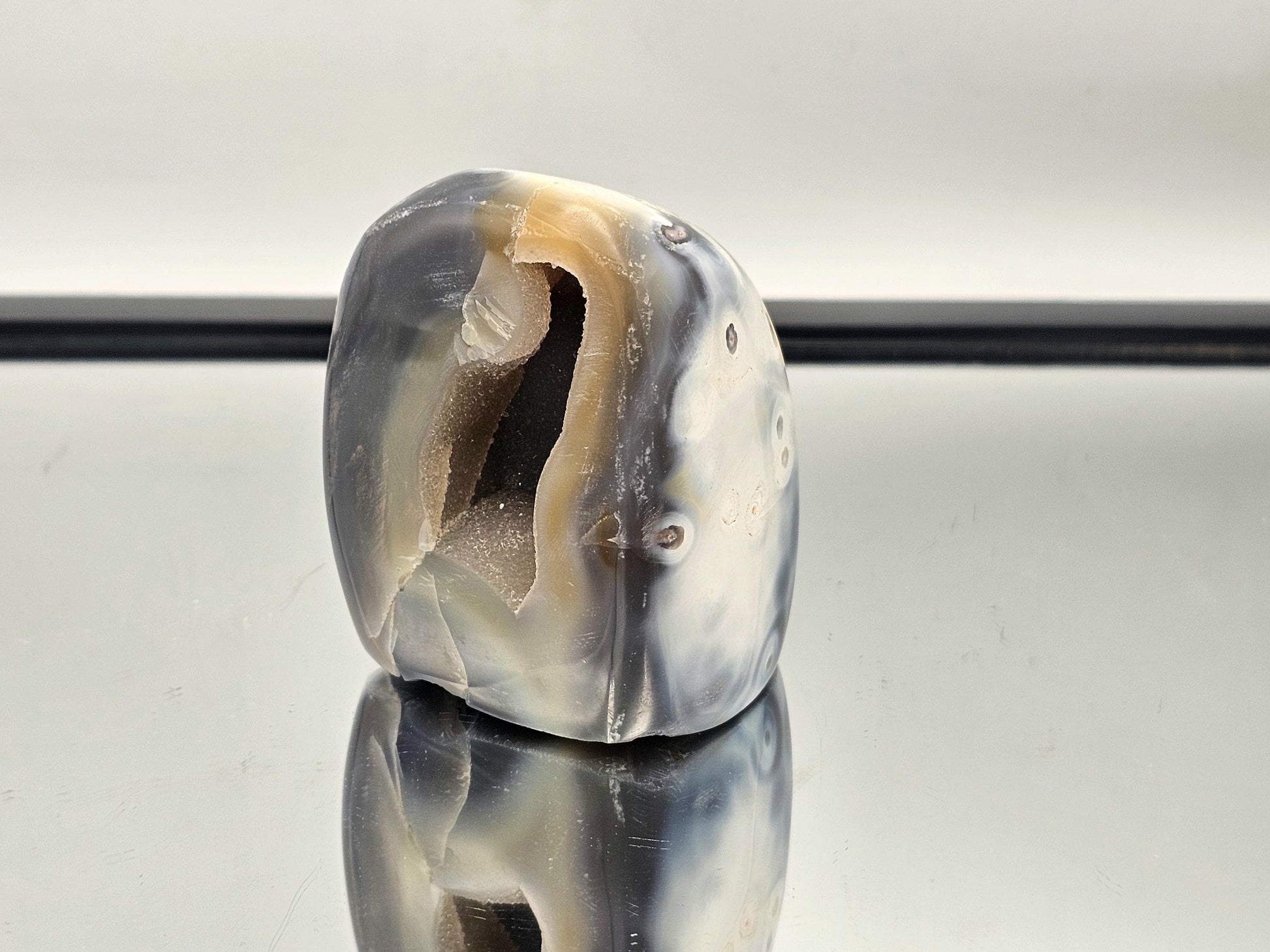 Stunning Blue & White Agate crystal freeform, part of our meticulously curated crystal collection.