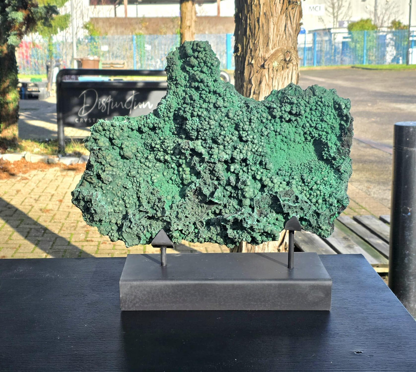 Close-up of Malachite botryoidal formations and natural green banding