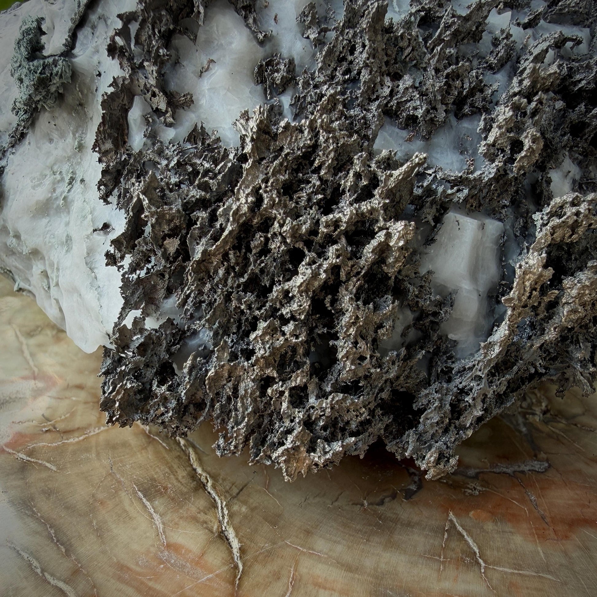 Native Silver mineral specimen from the Bou Azzer district of Morocco