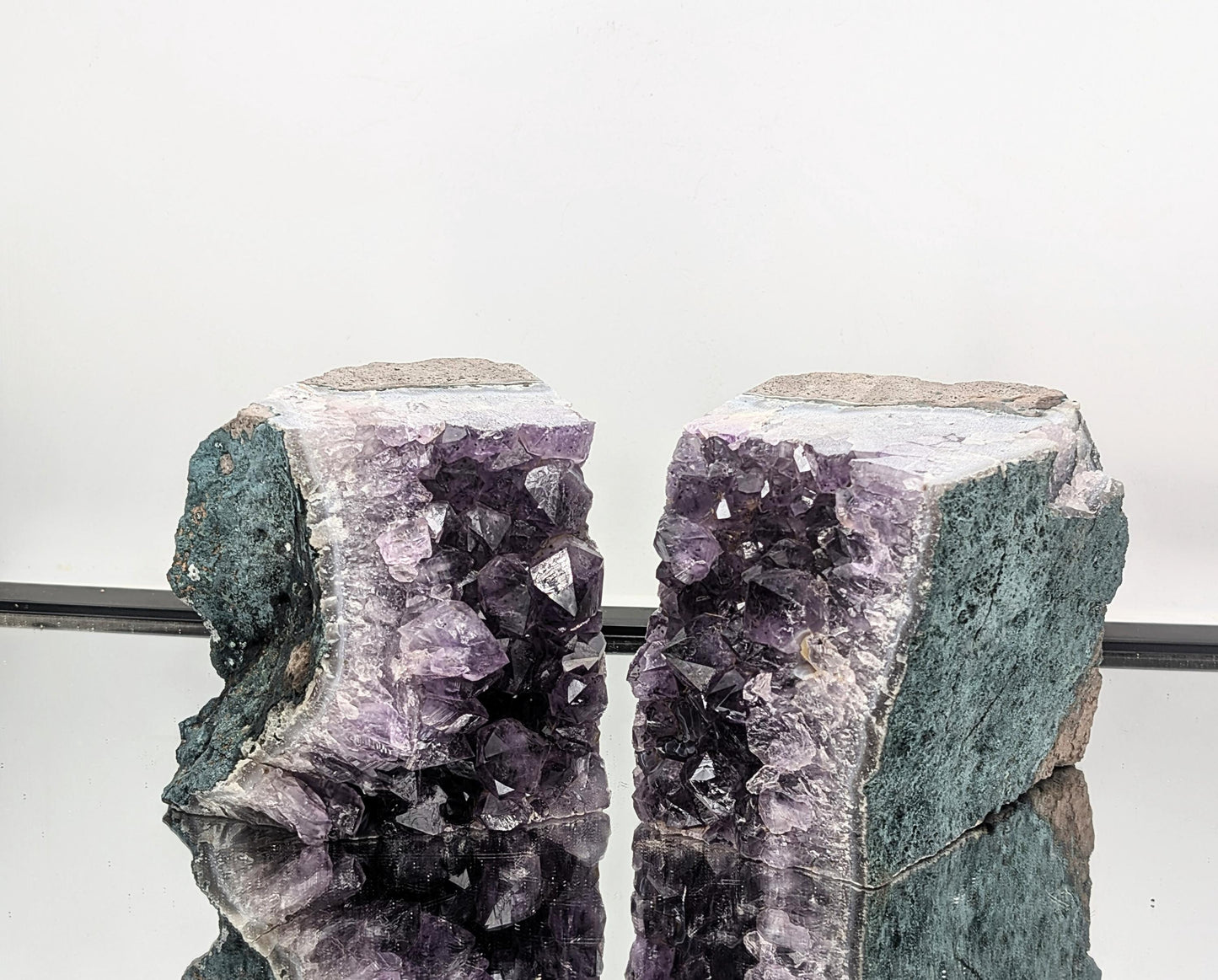 Brazilian amethyst bookends with deep purple crystals