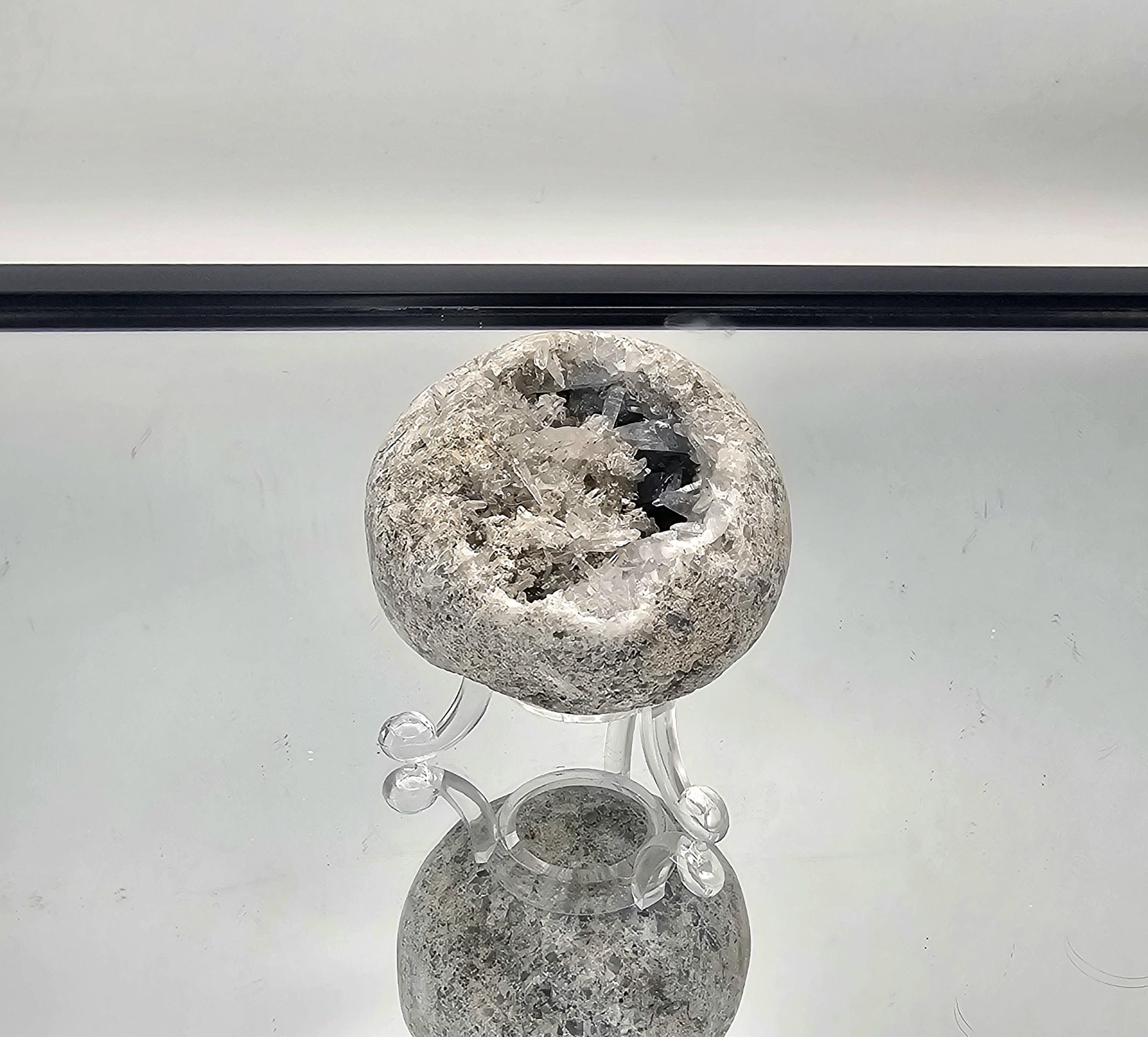 Spherical Geode Rocks Celestite Geode Sphere with Fine Needles – Distinction Crystals
