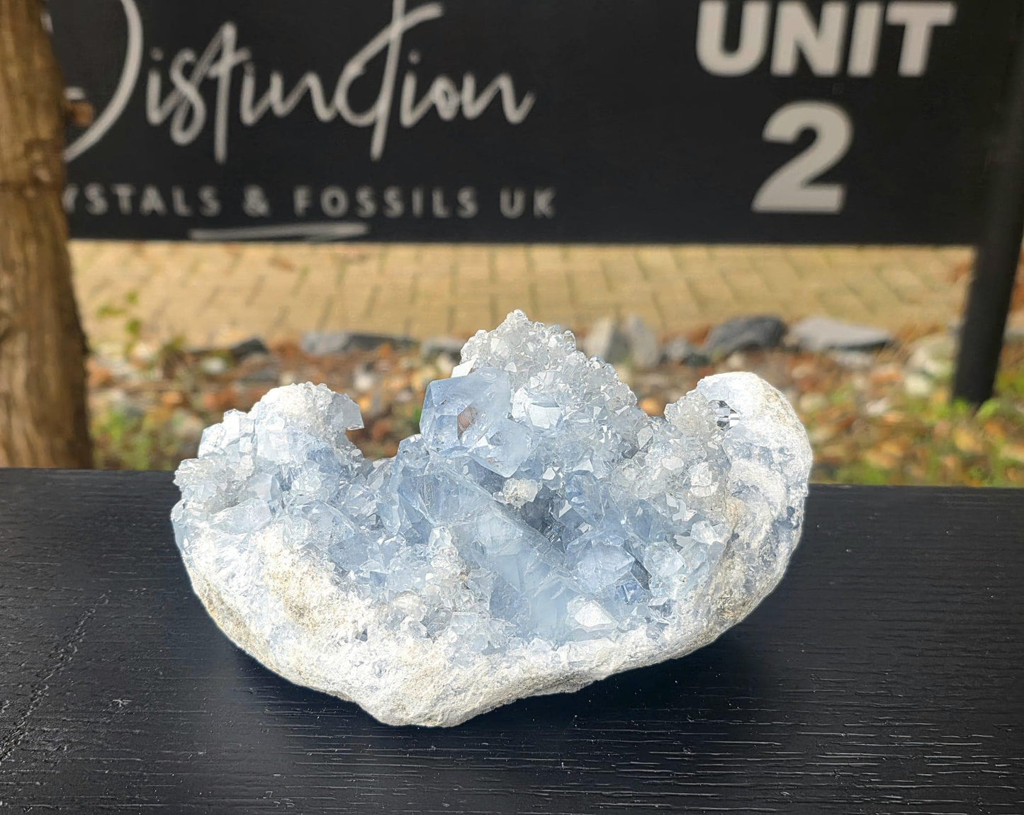 Celestite cluster presented as a meaningful gift