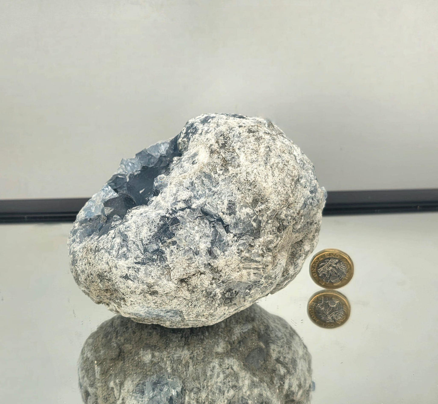 Large celestite mineral specimen showcasing crystal formation
