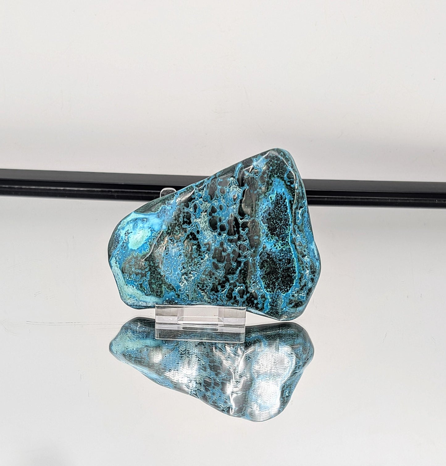Stunning color contrasts in a hand-polished natural shape.