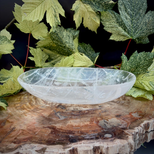 Clear Quartz crystal bowl hand carved and polished in Madagascar
