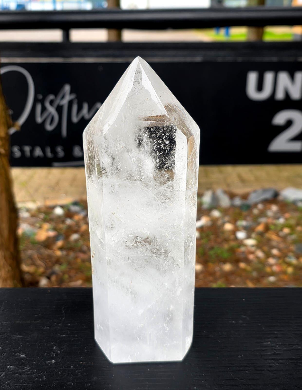 clear quartz crystal tower modern interior display