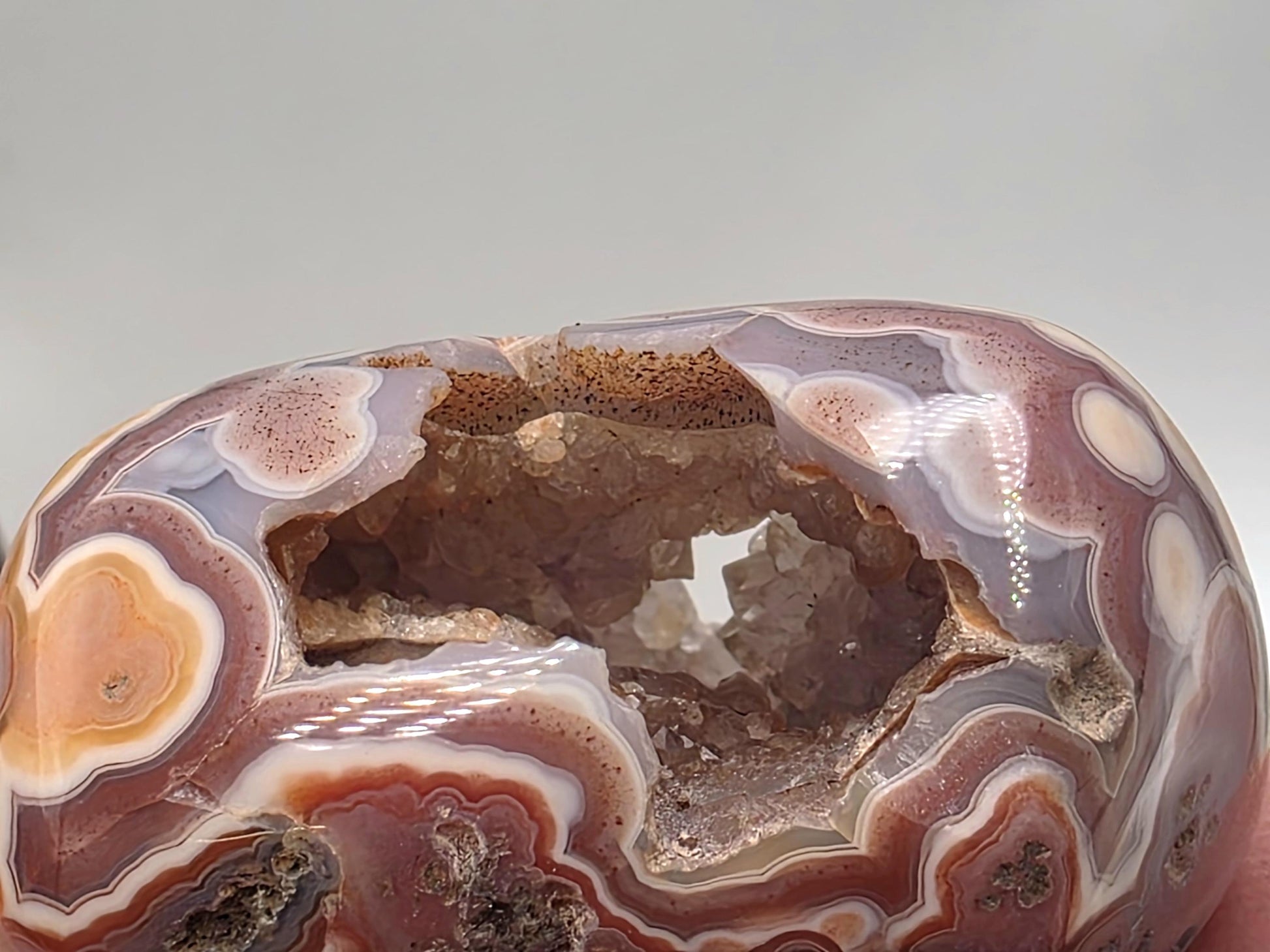 Collector display Malawi Agate polished crystal.