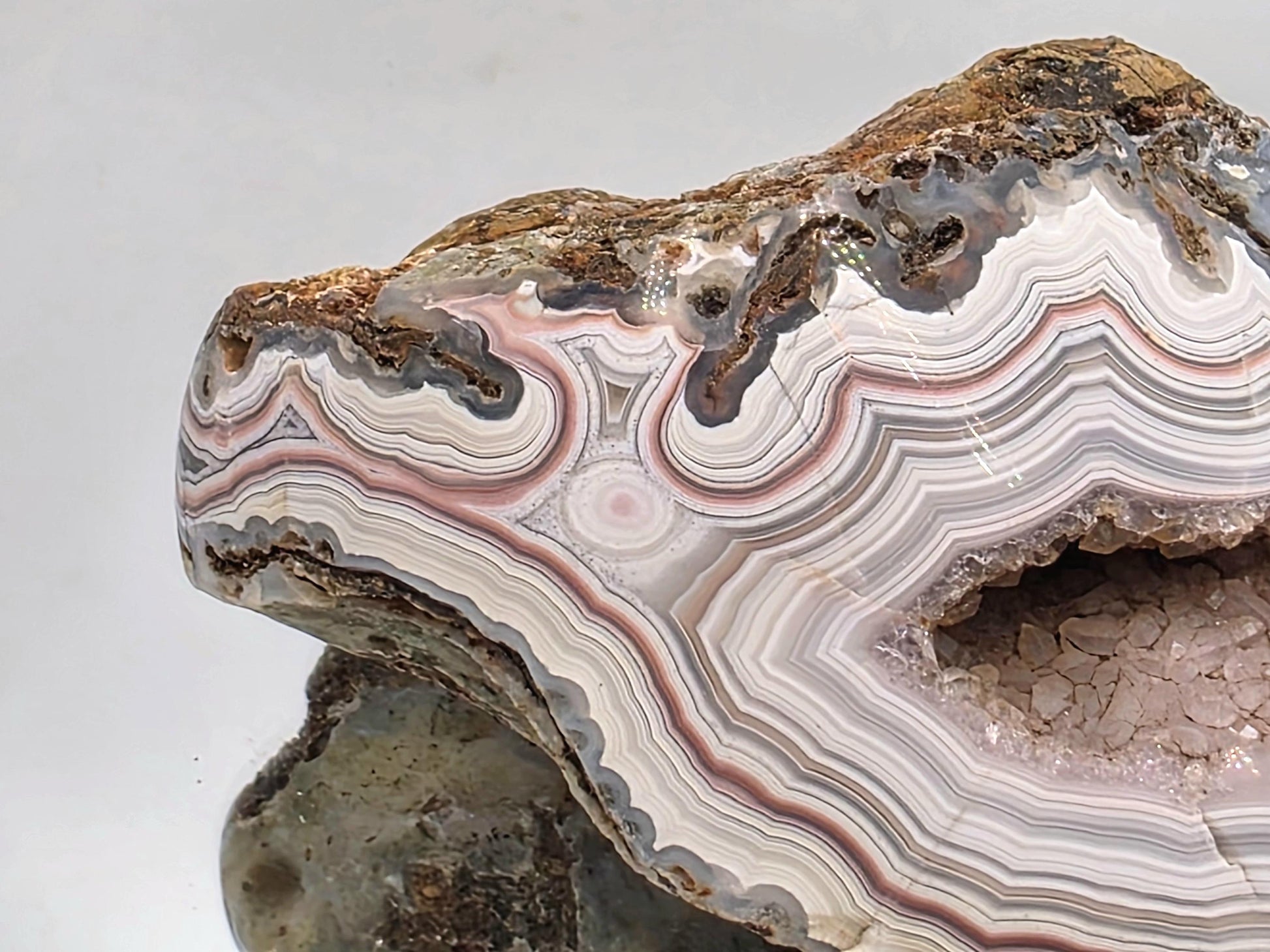 Collector’s polished Malawi Agate natural geode.