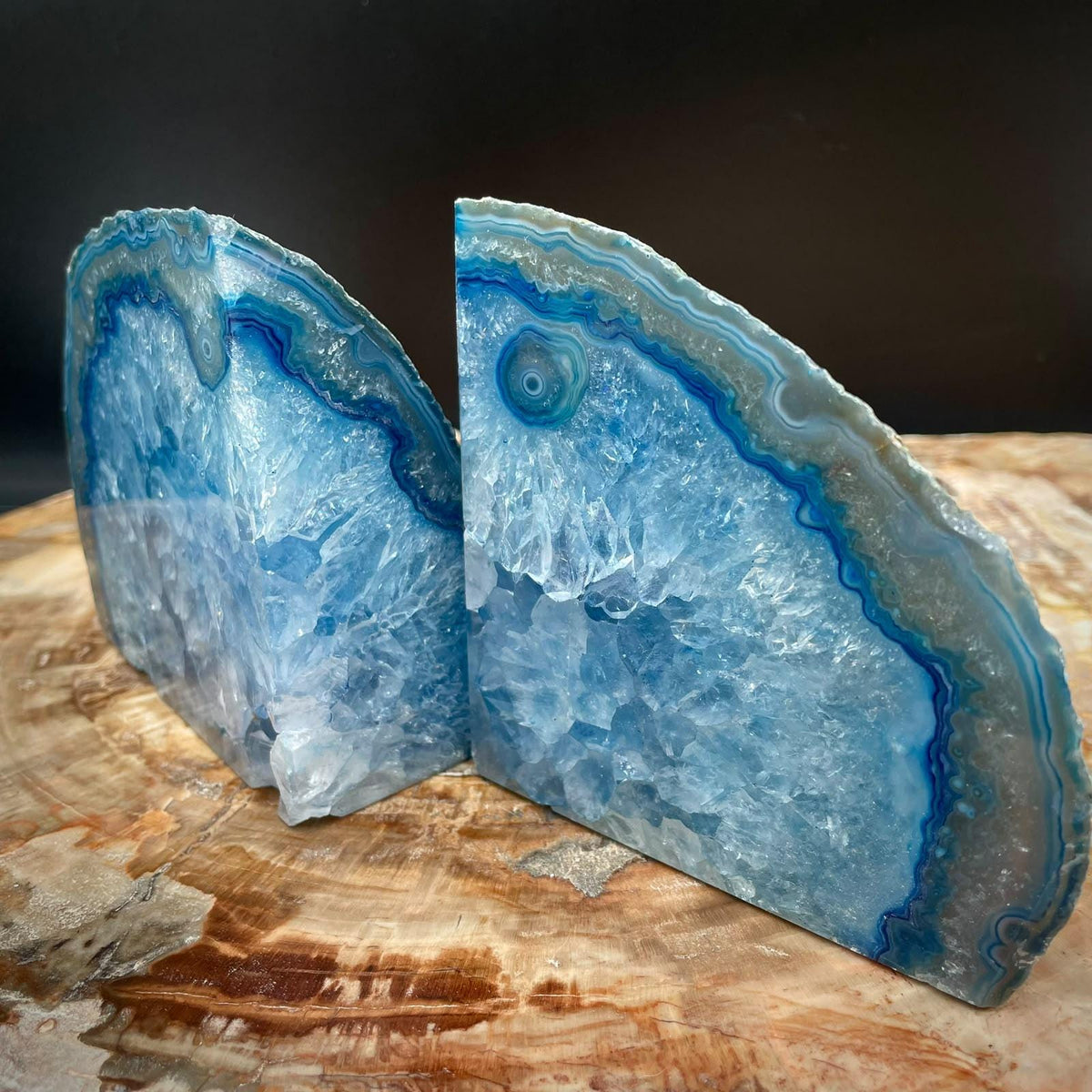 Crystal bookends for a home office