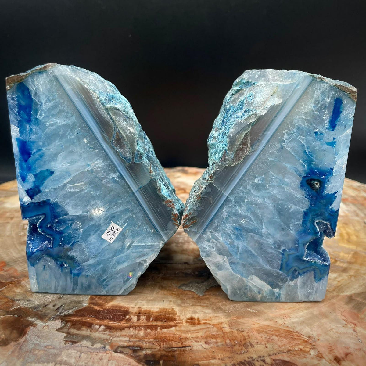 Decorative Blue Agate stone bookends